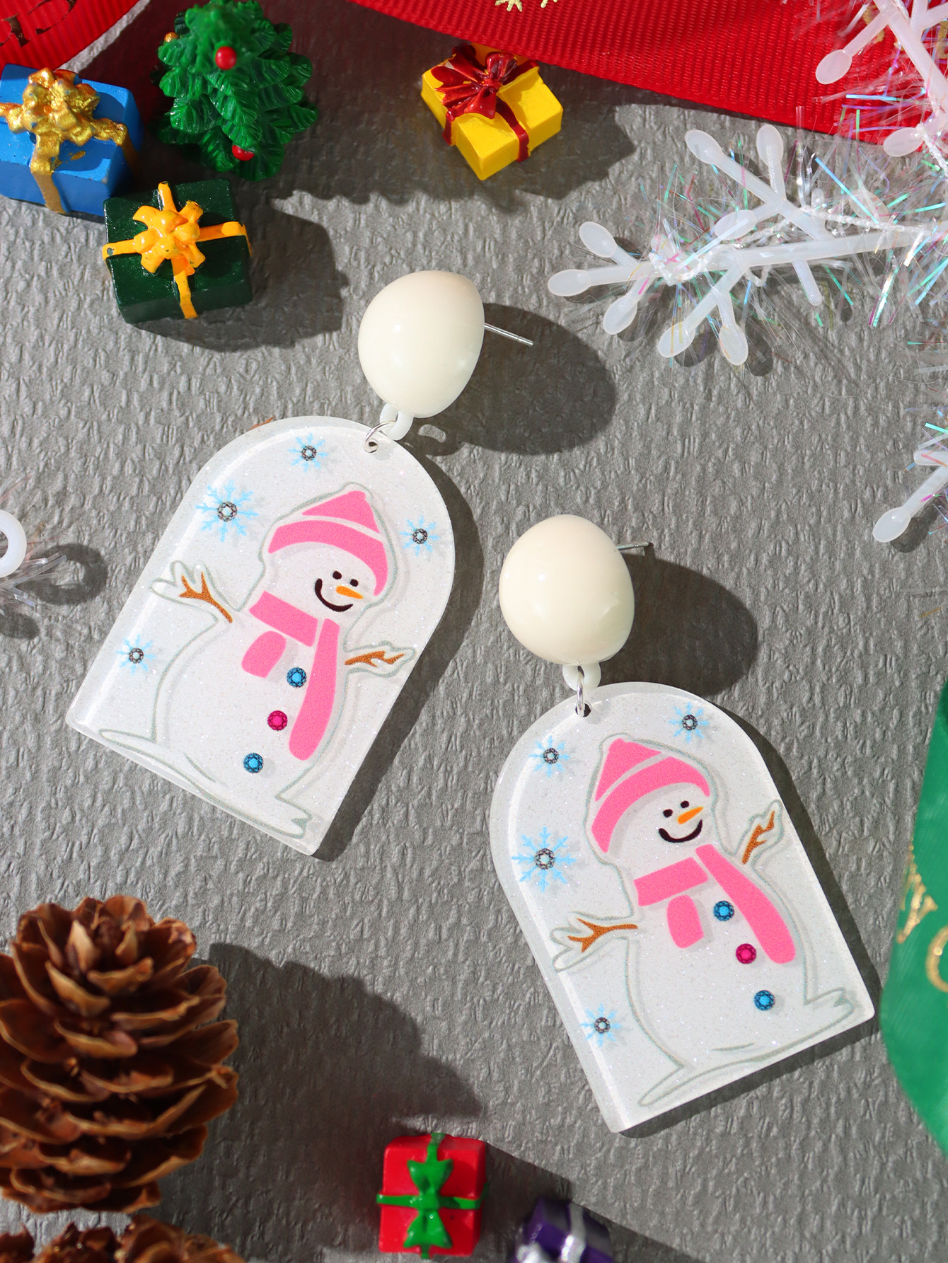 1 Pair Lady Snowman Resin Drop Earrings display picture 6