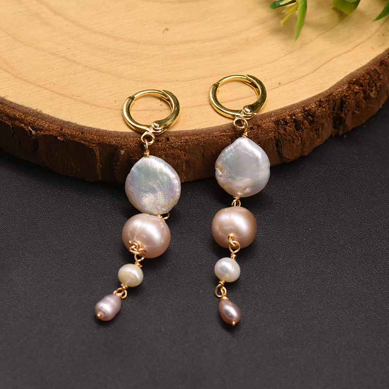 1 Pair Retro Simple Style Round Plating Freshwater Pearl Copper 18k Gold Plated Drop Earrings display picture 1