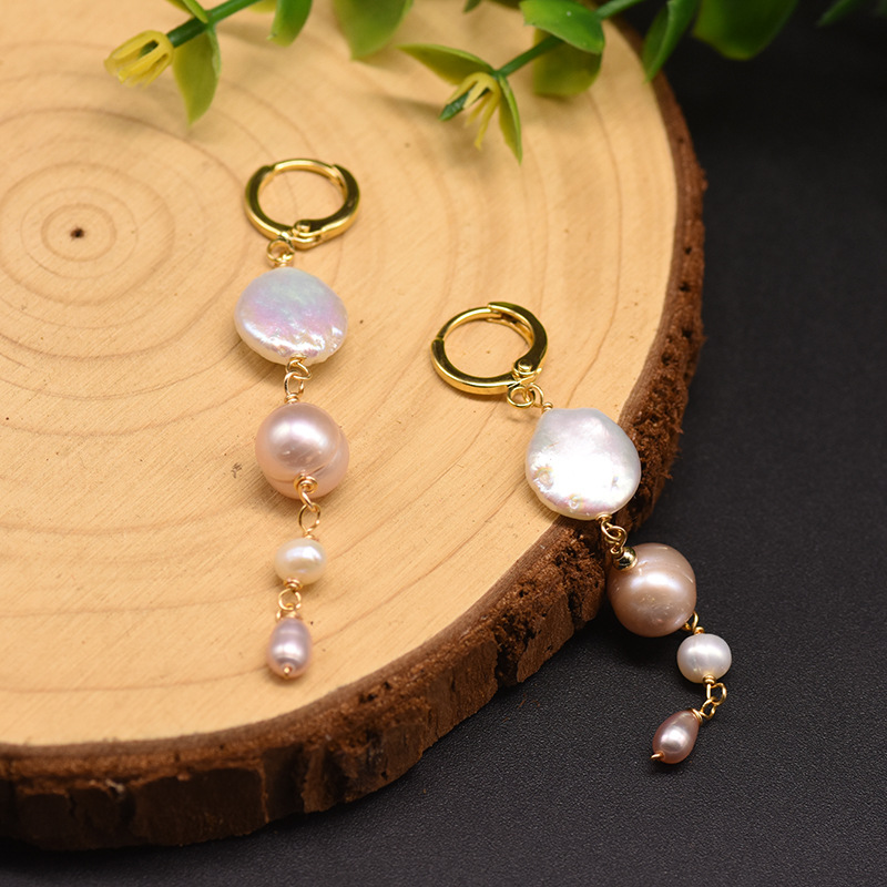 1 Pair Retro Simple Style Round Plating Freshwater Pearl Copper 18k Gold Plated Drop Earrings display picture 3