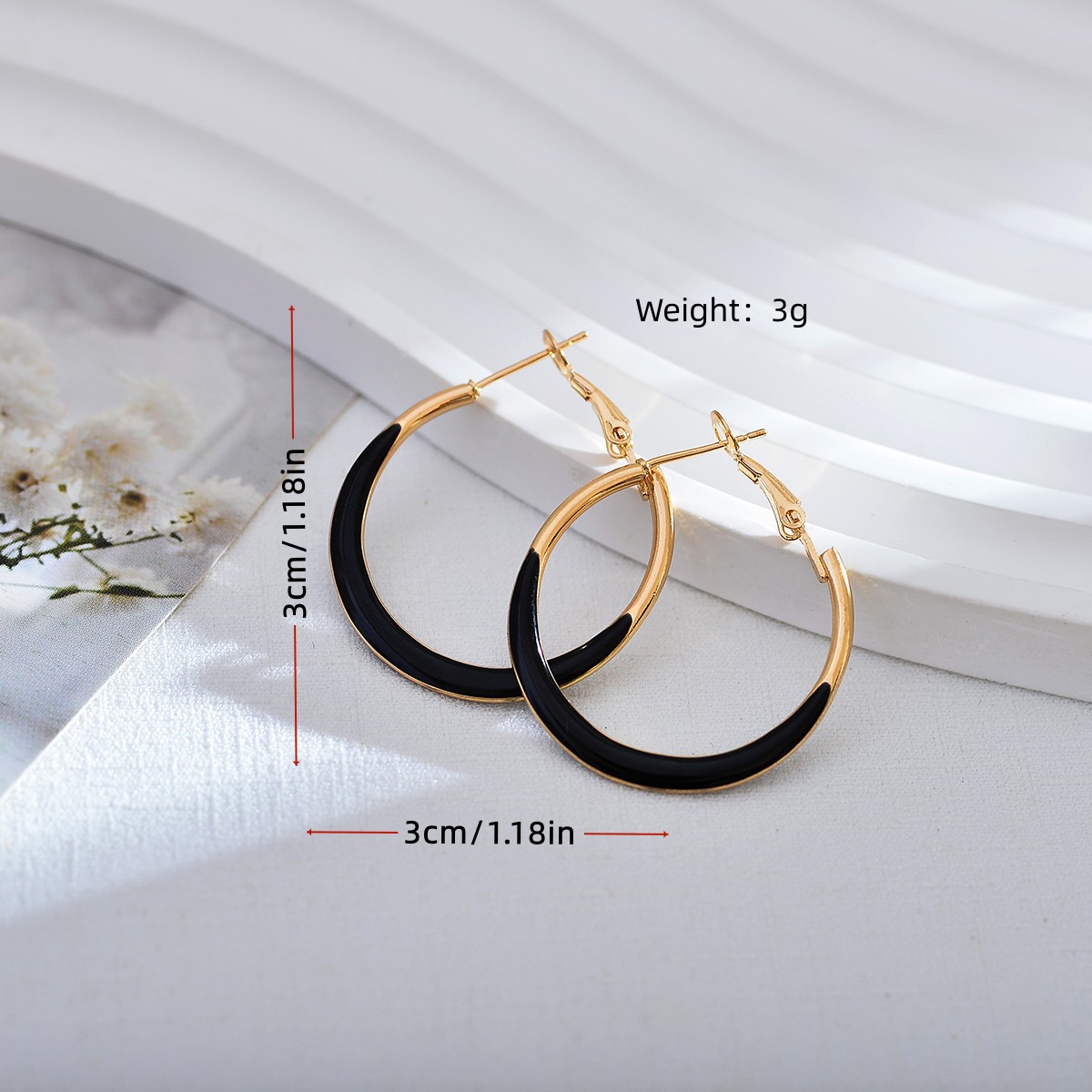 1 Pair Simple Style Color Block Enamel Copper Earrings display picture 1