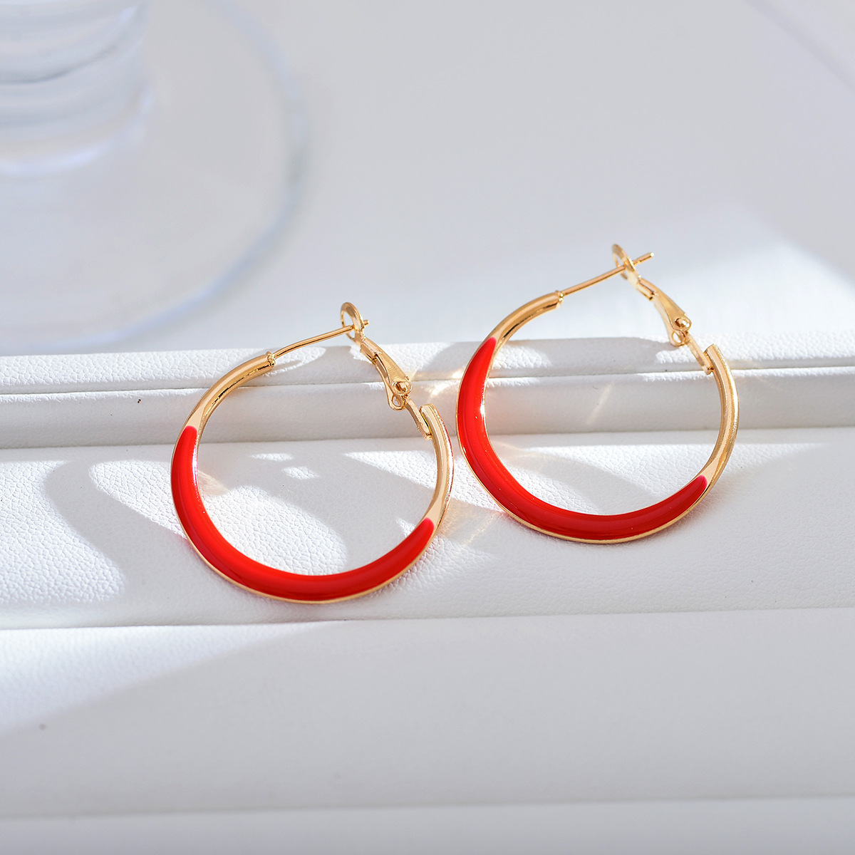 1 Pair Simple Style Color Block Enamel Copper Earrings display picture 5