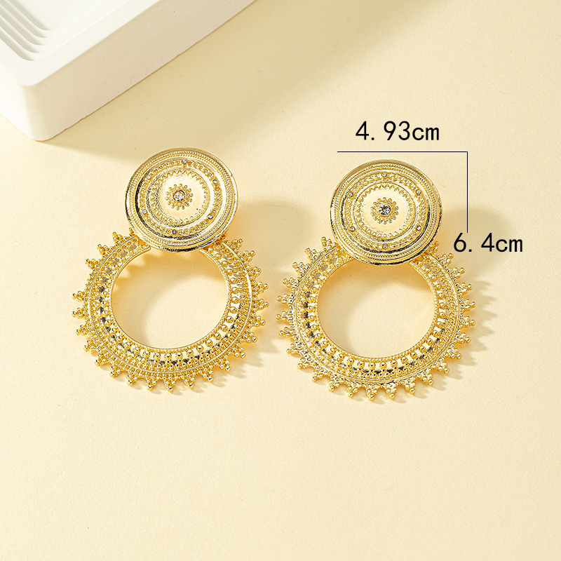 1 Pair Retro Punk Geometric Plating Alloy 14k Gold Plated Ear Studs display picture 5