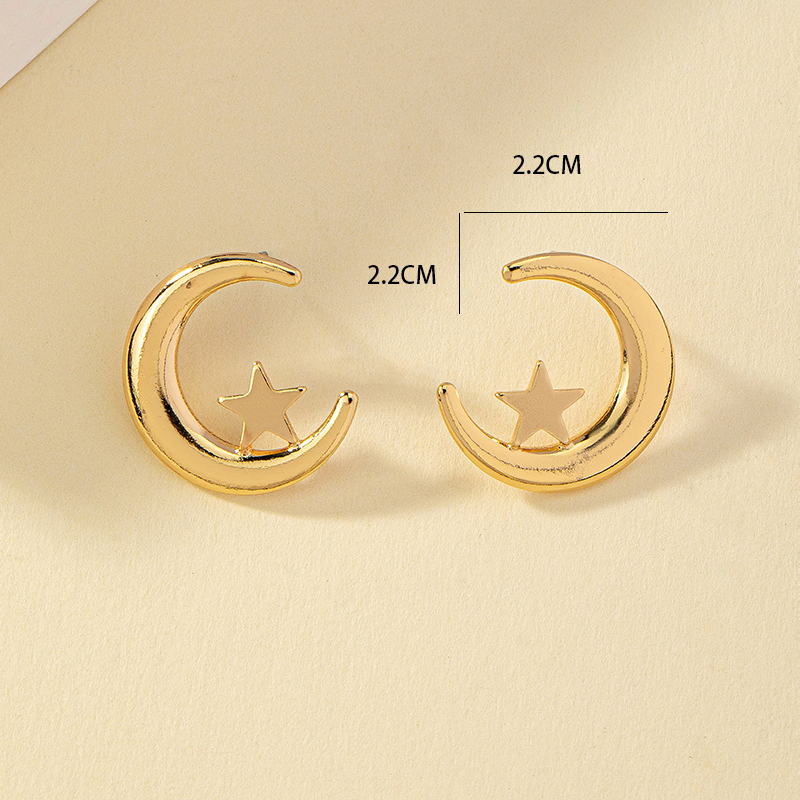 1 Pair Basic Lady Commute C Shape Star Moon Plating Alloy 14k Gold Plated Ear Studs display picture 5