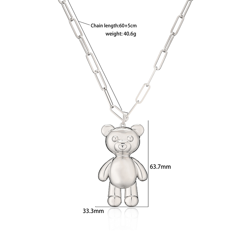 Cute Little Bear Copper Plating Hollow Out 18k Gold Plated Pendant Necklace display picture 3