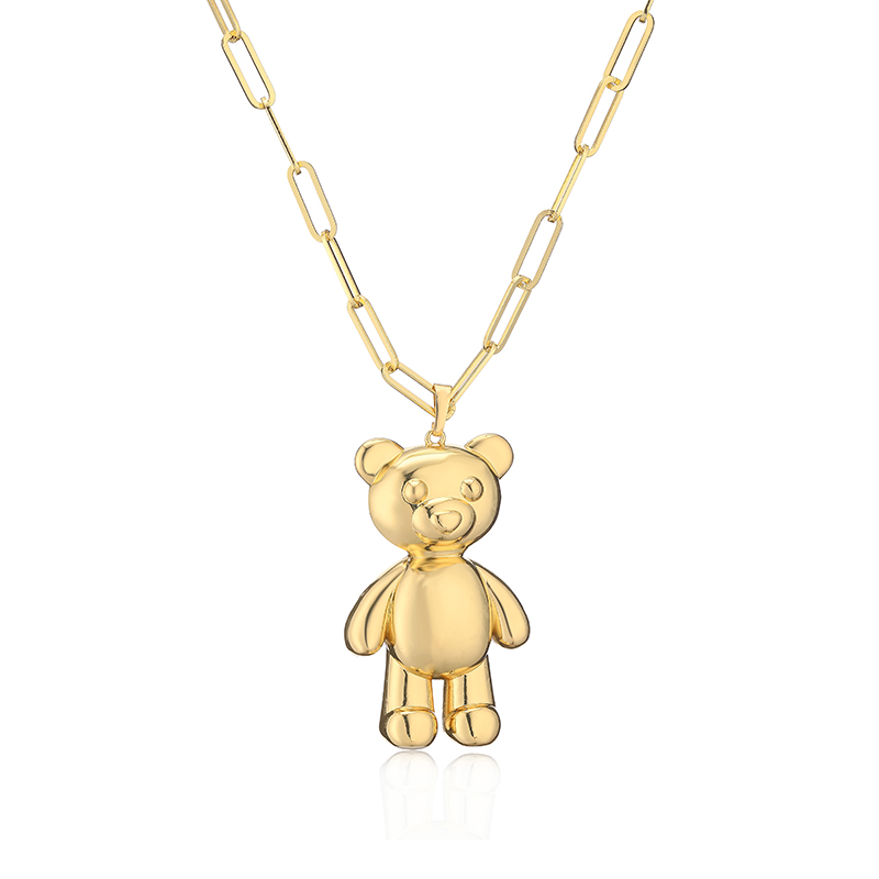 Cute Little Bear Copper Plating Hollow Out 18k Gold Plated Pendant Necklace display picture 2