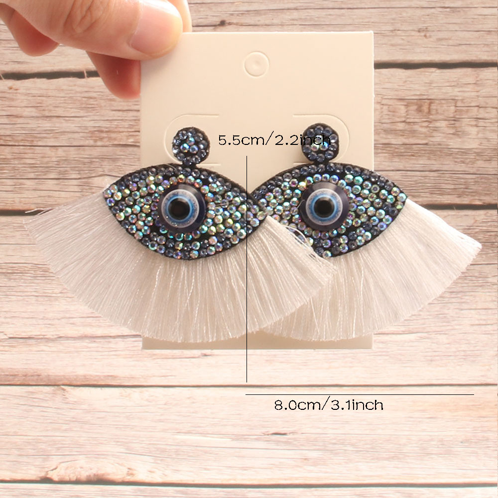 Wholesale Jewelry Vintage Style Exaggerated Artistic Devil's Eye Cloth Drop Earrings display picture 1