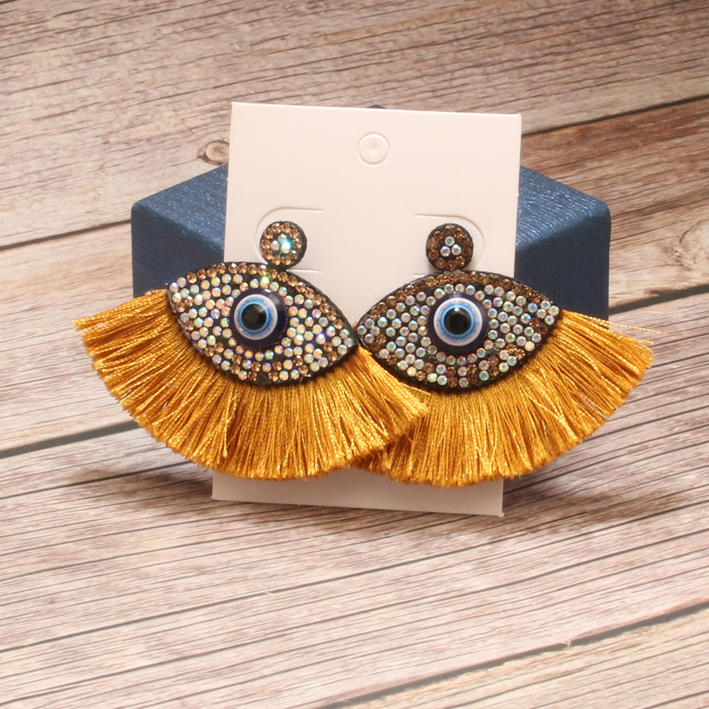 Wholesale Jewelry Vintage Style Exaggerated Artistic Devil's Eye Cloth Drop Earrings display picture 2
