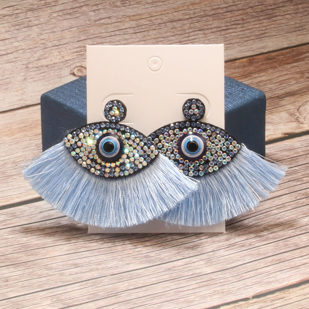 Wholesale Jewelry Vintage Style Exaggerated Artistic Devil's Eye Cloth Drop Earrings display picture 3
