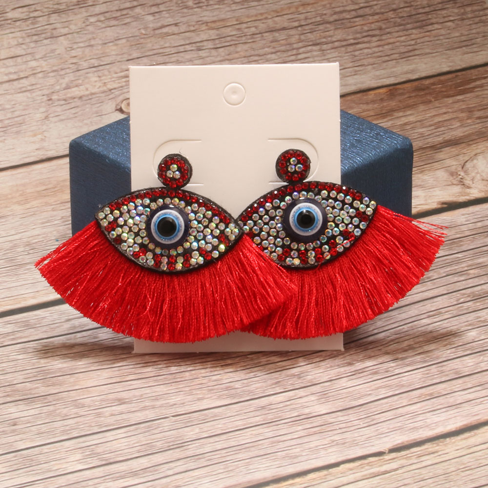 Wholesale Jewelry Vintage Style Exaggerated Artistic Devil's Eye Cloth Drop Earrings display picture 4