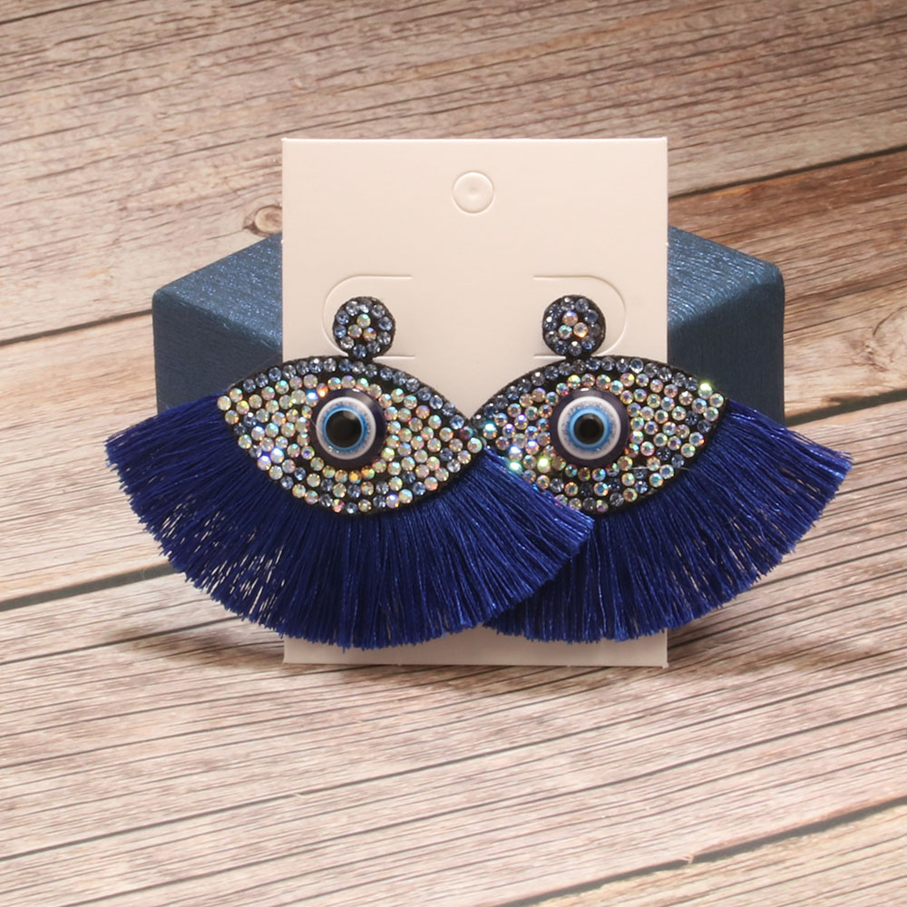 Wholesale Jewelry Vintage Style Exaggerated Artistic Devil's Eye Cloth Drop Earrings display picture 7