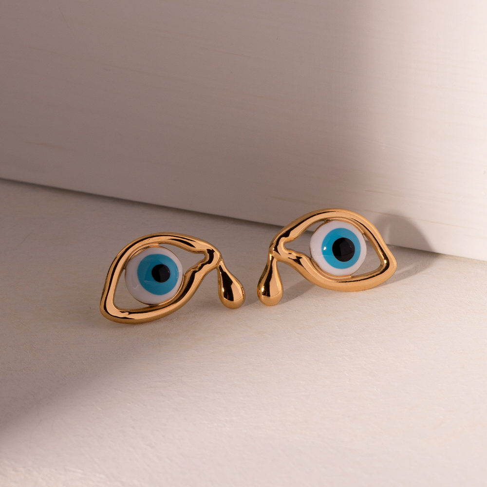 1 Pair Ig Style Devil's Eye Enamel Plating Stainless Steel 18k Gold Plated Ear Studs display picture 1