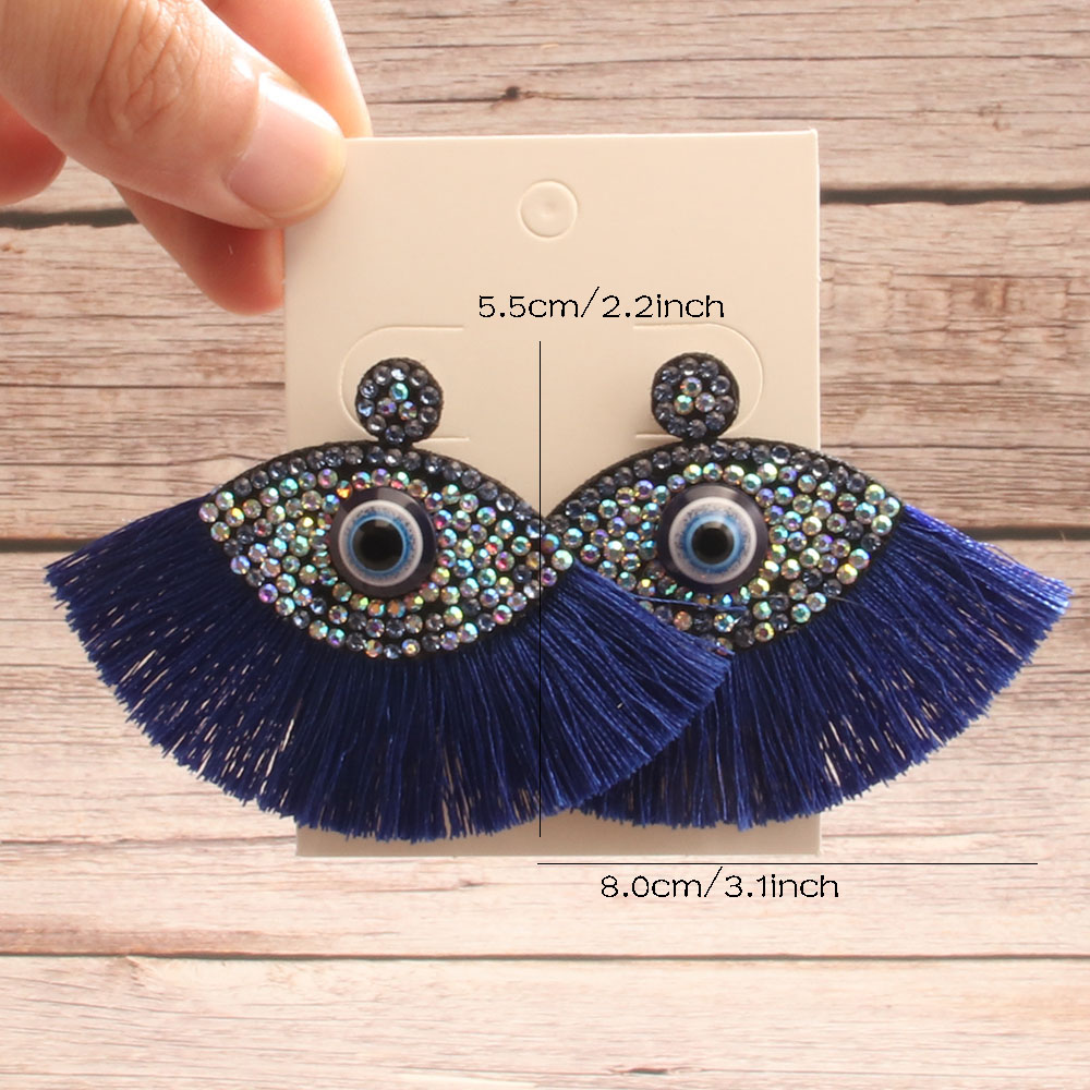 Wholesale Jewelry Vintage Style Exaggerated Artistic Devil's Eye Cloth Drop Earrings display picture 8