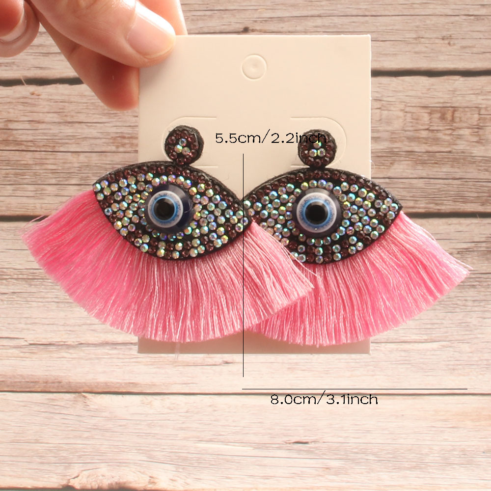 Wholesale Jewelry Vintage Style Exaggerated Artistic Devil's Eye Cloth Drop Earrings display picture 9
