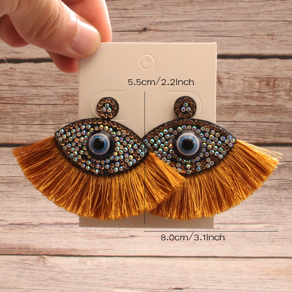 Wholesale Jewelry Vintage Style Exaggerated Artistic Devil's Eye Cloth Drop Earrings display picture 13