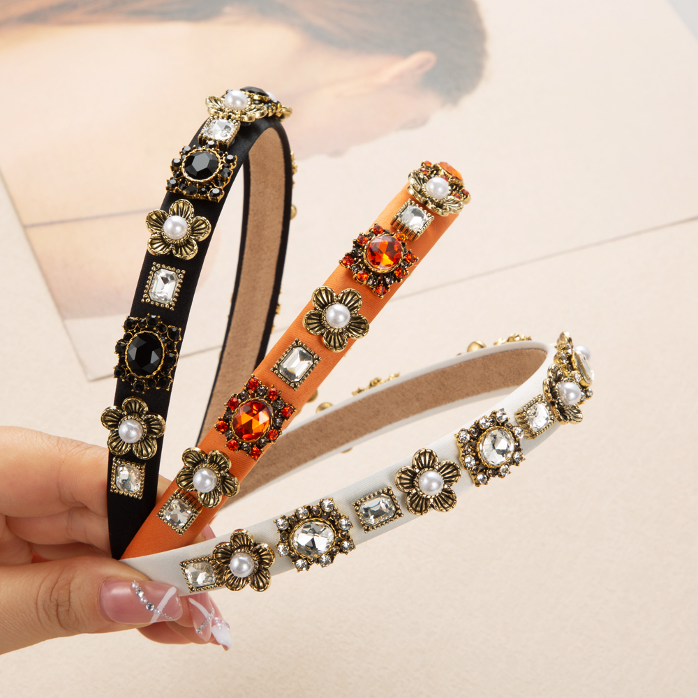 Elegant Luxurious Pearl Flower Alloy Cloth Inlay Rhinestones Pearl Hair Band display picture 2