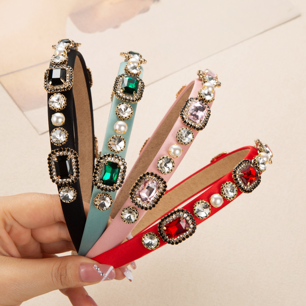 Elegant Luxurious Round Cloth Inlay Rhinestones Pearl Hair Band display picture 2