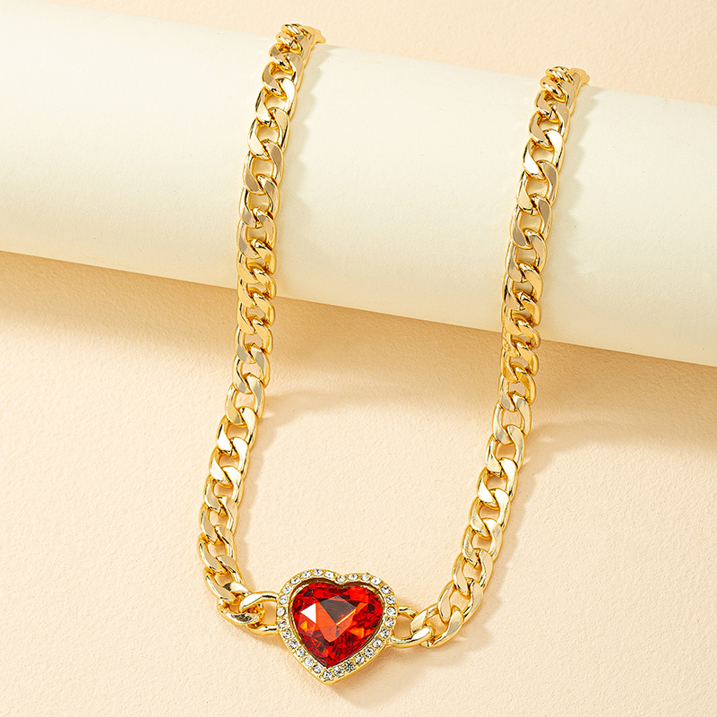 Exaggerated Formal Romantic Heart Shape Alloy Plating Inlay Artificial Gemstones Artificial Rhinestones 14k Gold Plated Women's Choker display picture 1