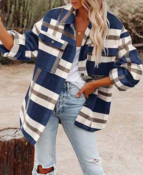 Women's Casual Plaid Single Breasted Coat Woolen Coat display picture 13