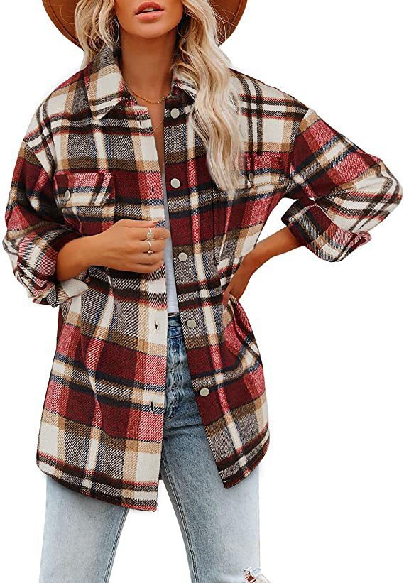 Women's Casual Plaid Single Breasted Coat Woolen Coat display picture 10