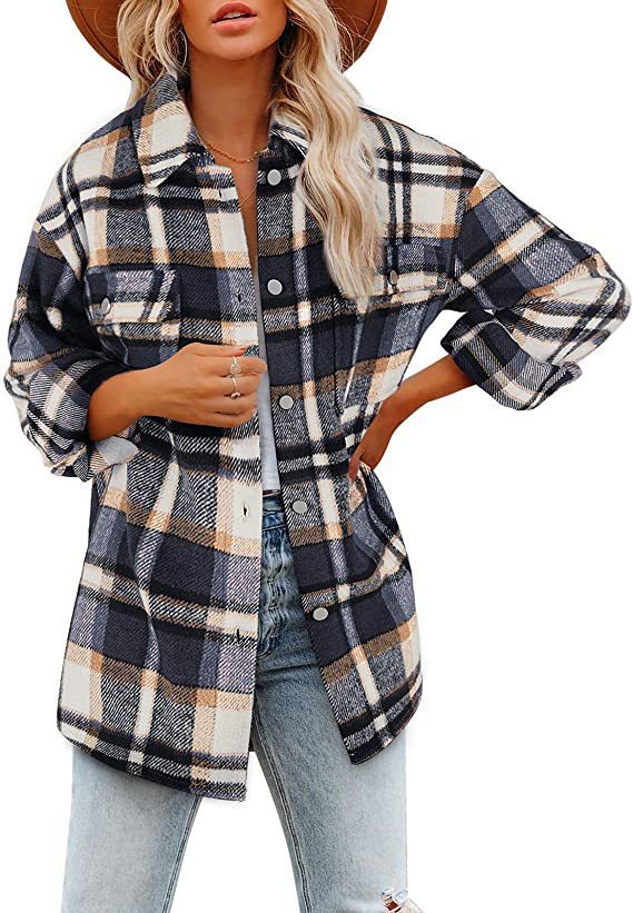 Women's Casual Plaid Single Breasted Coat Woolen Coat display picture 14