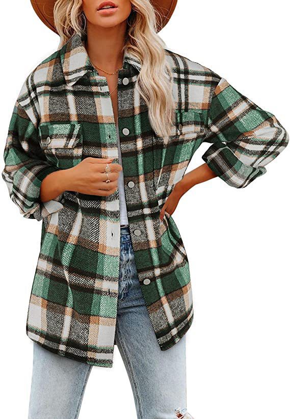Women's Casual Plaid Single Breasted Coat Woolen Coat display picture 15