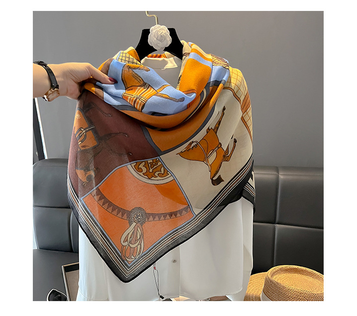 Femmes Style Simple Cheval Coton Et Lin Impression Foulard display picture 2