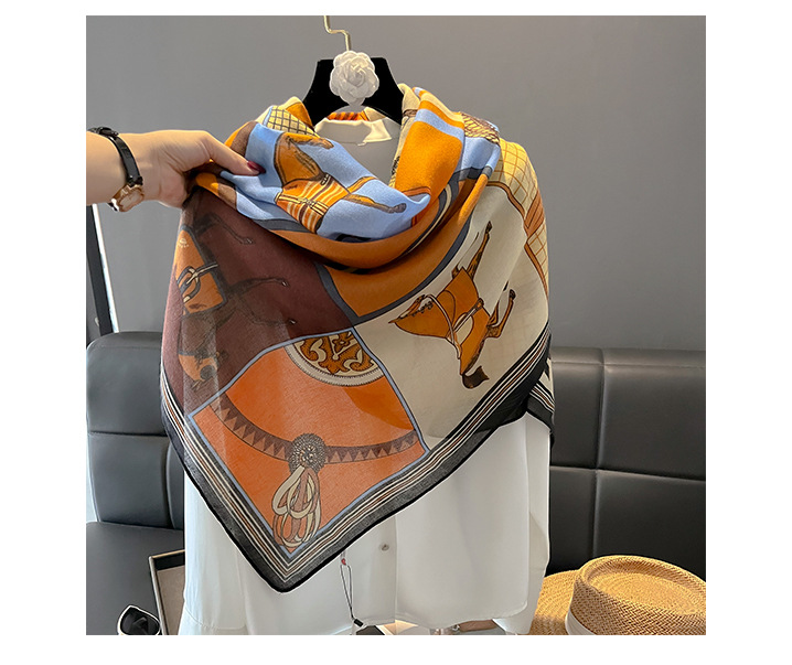 Women's Simple Style Horse Cotton And Linen Printing Scarf display picture 5