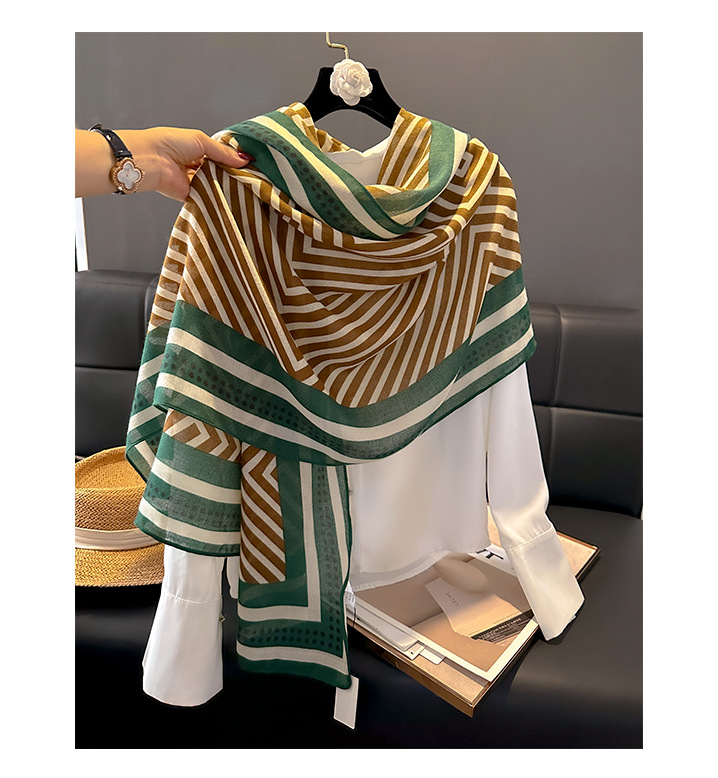 Women's Casual Simple Style Stripe Cotton And Linen Printing Scarf display picture 7