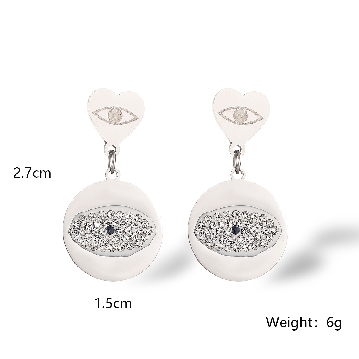 1 Pair Vintage Style Simple Style Commute Devil'S Eye Plating Inlay 304 Stainless Steel Zircon 18K Gold Plated Drop Earrings display picture 1