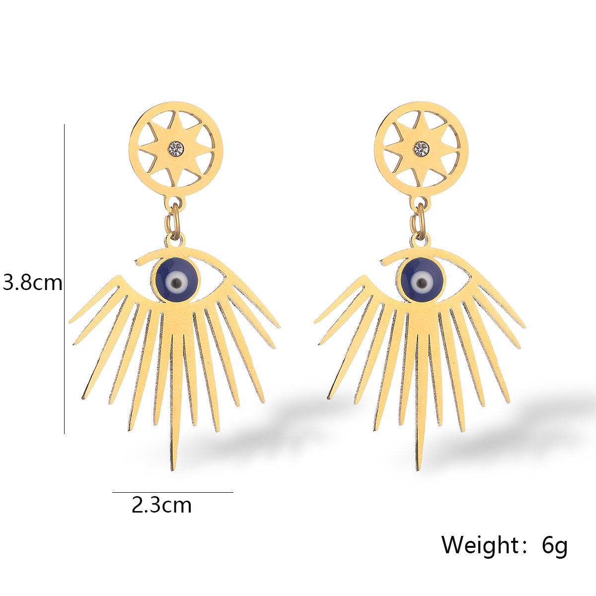 1 Pair Vintage Style Simple Style Commute Devil'S Eye Plating Inlay 304 Stainless Steel Zircon 18K Gold Plated Drop Earrings display picture 2