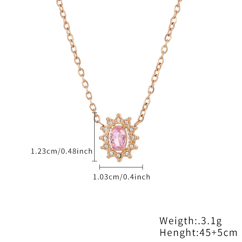 Acier Inoxydable Imitation Diamant Élégant Brillant Fleur Zircon Pendentif display picture 2