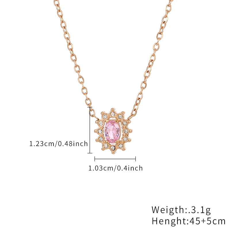 Stainless Steel Imitation Diamond Elegant Shiny Flower Zircon Pendant Necklace display picture 2