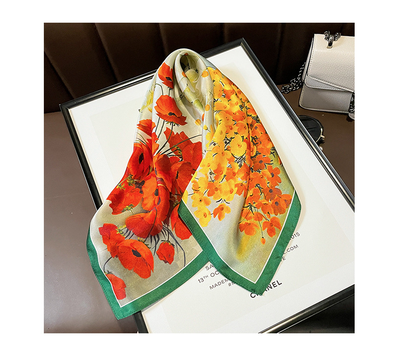 Women's Sweet Simple Style Flower Mulberry Silk Printing Silk Scarf display picture 1