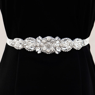 Elegante Hoja Tela Tejida Embutido Diamantes De Imitación Mujeres Cinturones De Cadena display picture 1