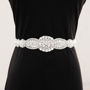 Elegante Hoja Tela Tejida Embutido Diamantes De Imitación Mujeres Cinturones De Cadena display picture 3