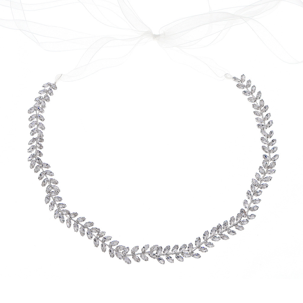 Elegante Hoja Tela Tejida Embutido Diamantes De Imitación Mujeres Cinturones De Cadena display picture 12