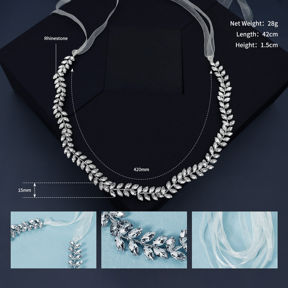Elegante Hoja Tela Tejida Embutido Diamantes De Imitación Mujeres Cinturones De Cadena display picture 13