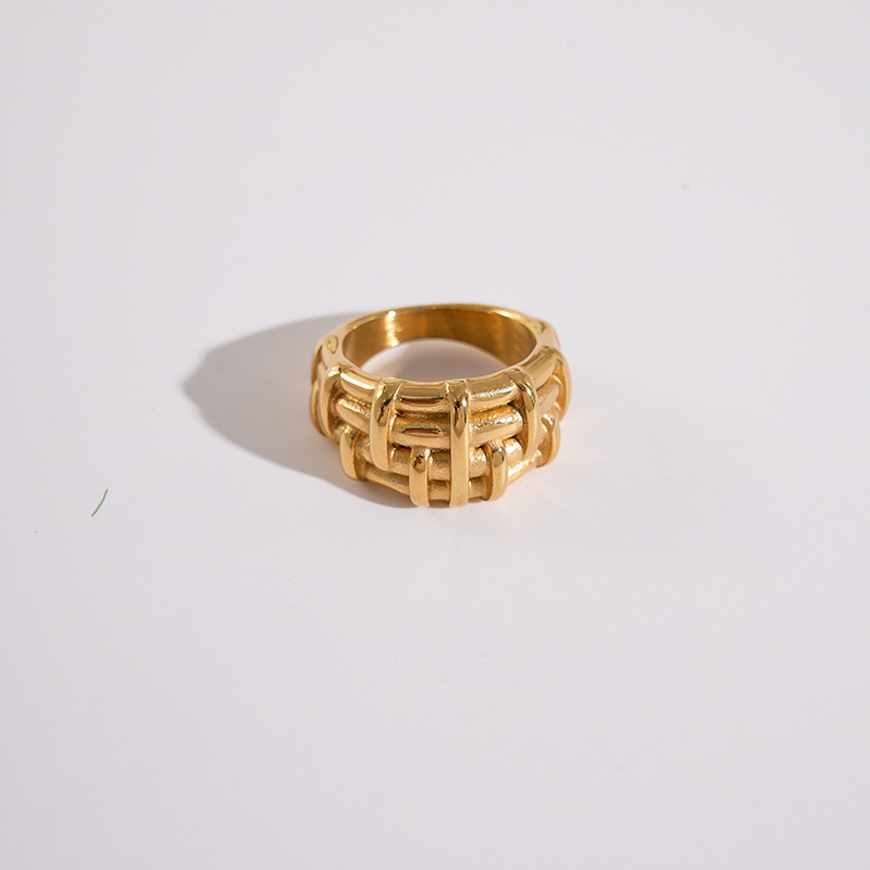 Edelstahl 304 14 Karat Vergoldet Lässig Moderner Stil Künstlerisch Überzug Bambus Ringe display picture 2