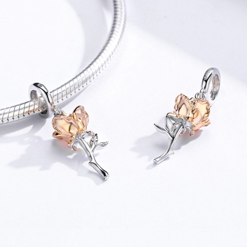 Casual Heart Shape Rose Flower Sterling Silver Inlay Zircon Jewelry Accessories display picture 12