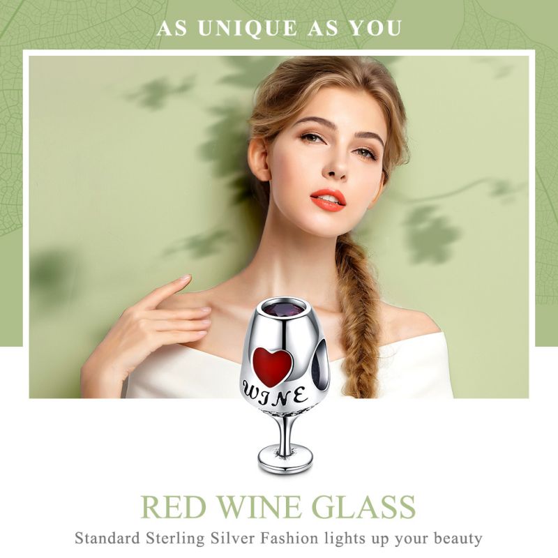 Casual French Fries Wine Glass Sterling Silver Plating Inlay Zircon Jewelry Accessories display picture 5