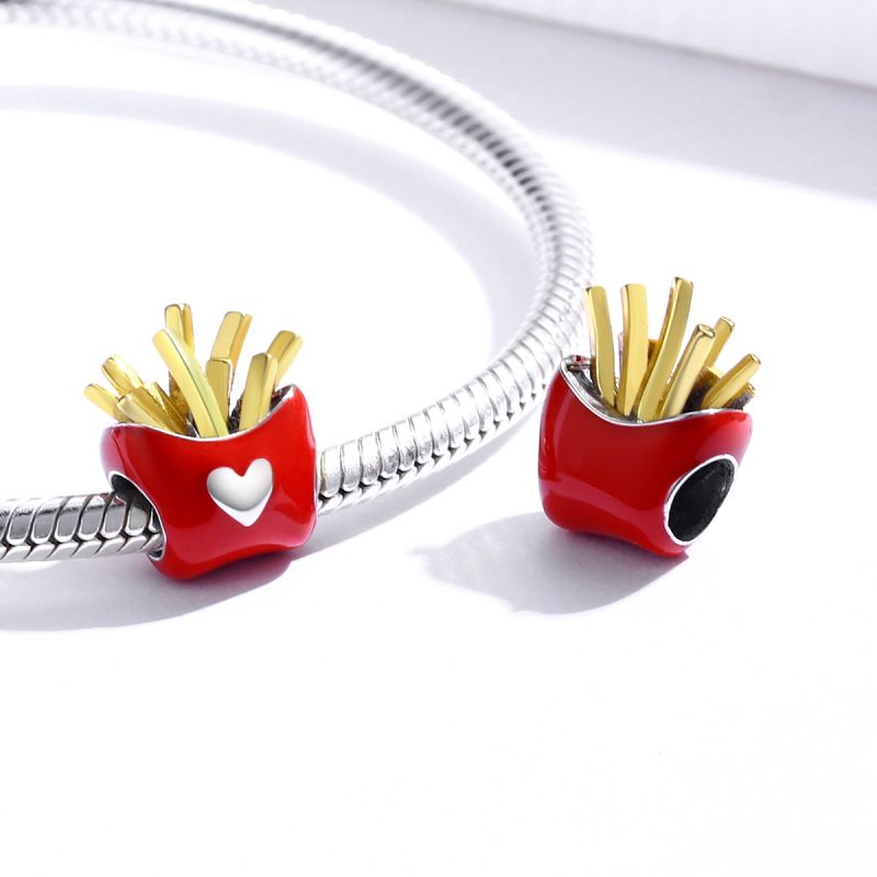 Casual French Fries Wine Glass Sterling Silver Plating Inlay Zircon Jewelry Accessories display picture 11