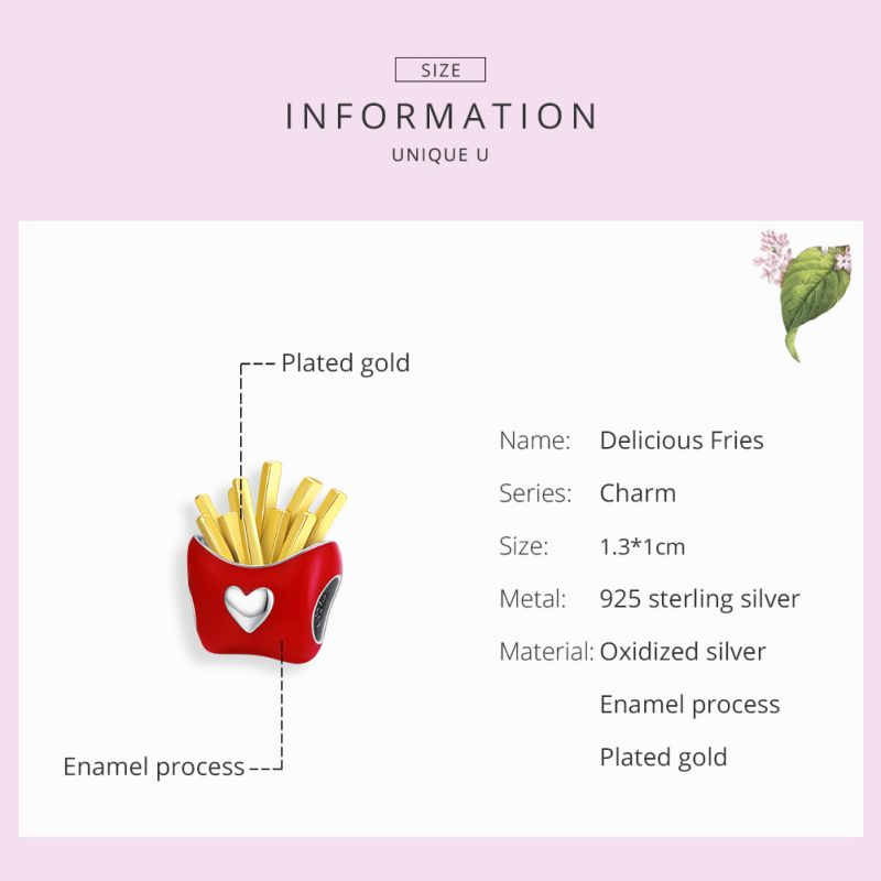 Casual French Fries Wine Glass Sterling Silver Plating Inlay Zircon Jewelry Accessories display picture 3