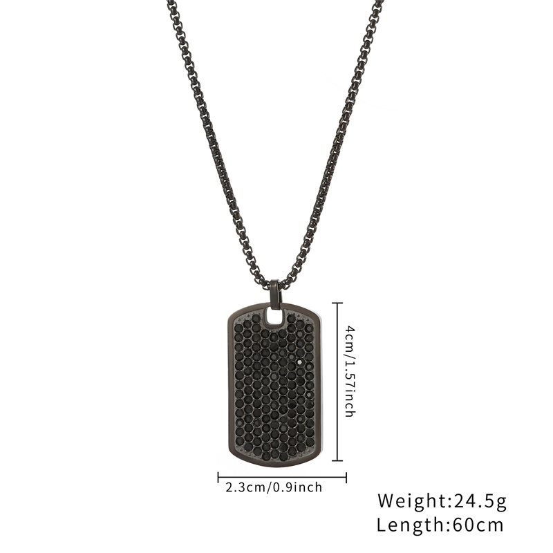 Style Simple Couleur Unie Acier Inoxydable Placage Incruster Strass Hommes Pendentif display picture 2