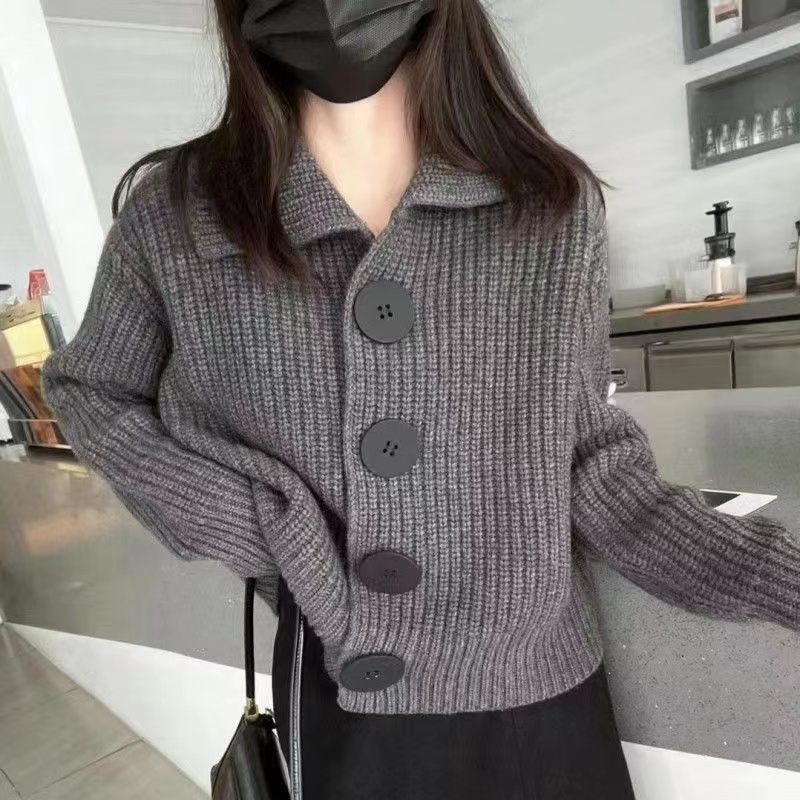 Women's Sweater Long Sleeve Sweaters & Cardigans Button Casual Solid Color display picture 9
