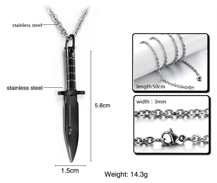 Cool Style Dagger Titanium Steel Plating Men's Pendant Necklace display picture 4