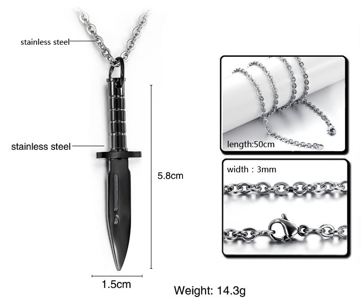 Toller Stil Dolch Titan Stahl Überzug Männer Halskette Mit Anhänger display picture 4