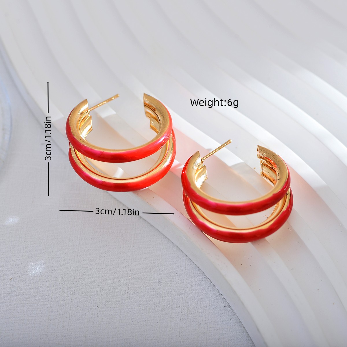 1 Pair Basic Color Block Enamel Copper Hoop Earrings display picture 3