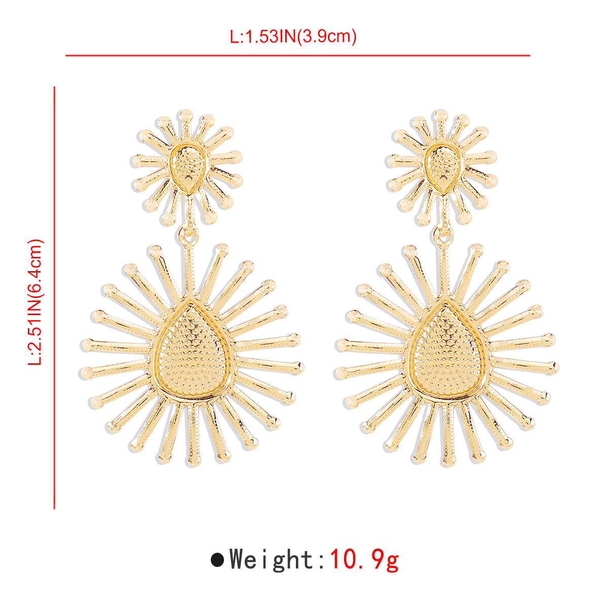 1 Pair Vintage Style Flower Plating Iron Sheet Gold Plated Ear Studs display picture 14