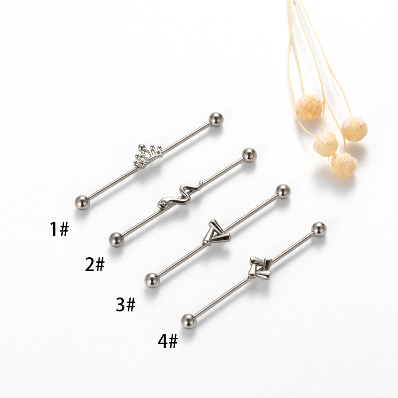 1 Piece Simple Style Crown Snake Plating 316 Stainless Steel  Ear Studs display picture 8