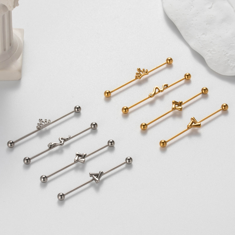 1 Piece Simple Style Crown Snake Plating 316 Stainless Steel  Ear Studs display picture 7